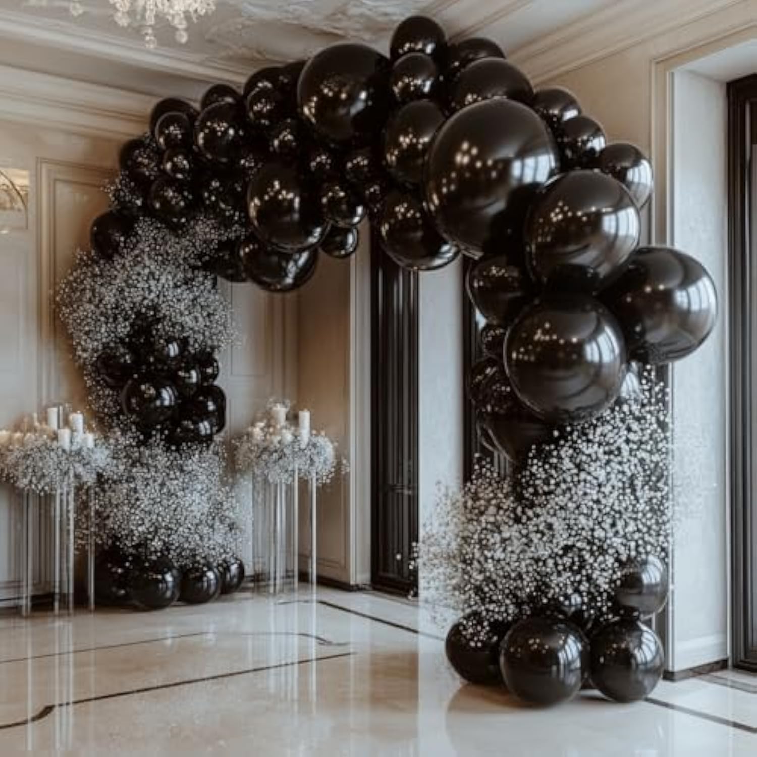 125 Pcs Black Latex Balloons Various Sizes Party Decorations