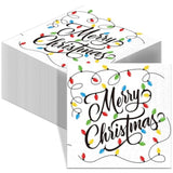 100 Pcs Christmas Light Beverage Cocktail Napkins Disposable Merry Christmas Napkins Paper Dinner Guest Napkins For Xmas Winter Birthday Party Supplies Holiday Table Decorations