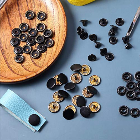 100 Pieces 15 Mm Fastener Snap Stainless Steel Snap Buttons Press Stud