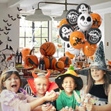 Halloween Balloon Set 50PCS Black Orange White Ghost Pumpkin Balloons for Spooky Party Decor