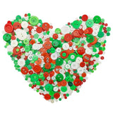 1600Pcs Chrismas Buttons Red Green White Buttons For Crafts Assorted S