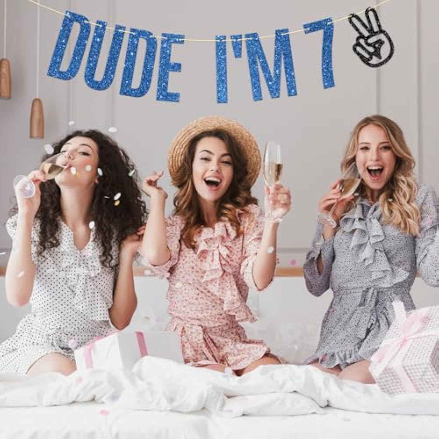 Dude I'M 7 Birthday Banner, Level 7 Unlocked, 7 Year Old Hanging Sign, Boys Happy 7Th Birthday Party Decorations Supplies