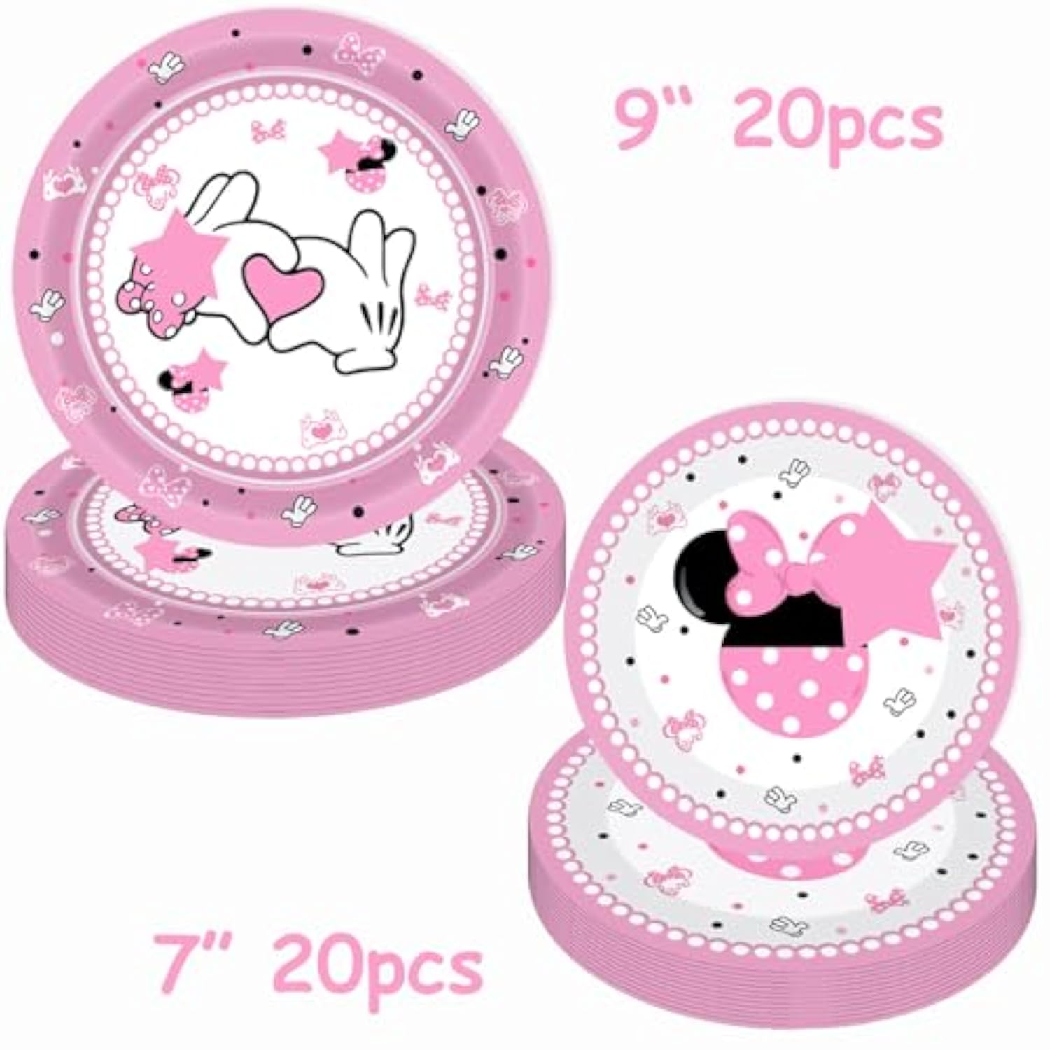 80 Pcs Pink Cartoon Birthday Party Decorations, Pink Girls Dessert Plates Napkins Forks Tableware Kit For Baby Shower Girls 1St 2Nd 3Rd 4Th 5Th 6Th 7Th Birthday Party Decorations Supplies