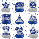 9 Pcs Retirement Party Decorations, Blue Silver Retirement Table Honeycomb Centerpieces, Retire Centerpieces for Tables Topper for Men, Women Happy Retire Decorations Party Supplies.