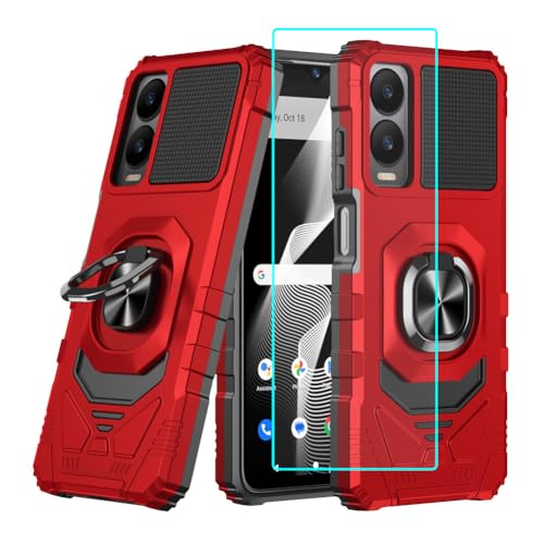 for Cricket Icon 6 / ATT Verge Case with 1 Pack Screen Protector,Dual Layer Hybrid Heavy Duty Defender Protection,Sleek Rugged Reinforced Cushion