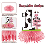 Holy Cow I'M One Birthday Decorations Girls, Cow First Birthday Honeycomb Centerpiece Party Supplies, Baby 1St Birthday Cow Themed Table Toppers Sign Decor
