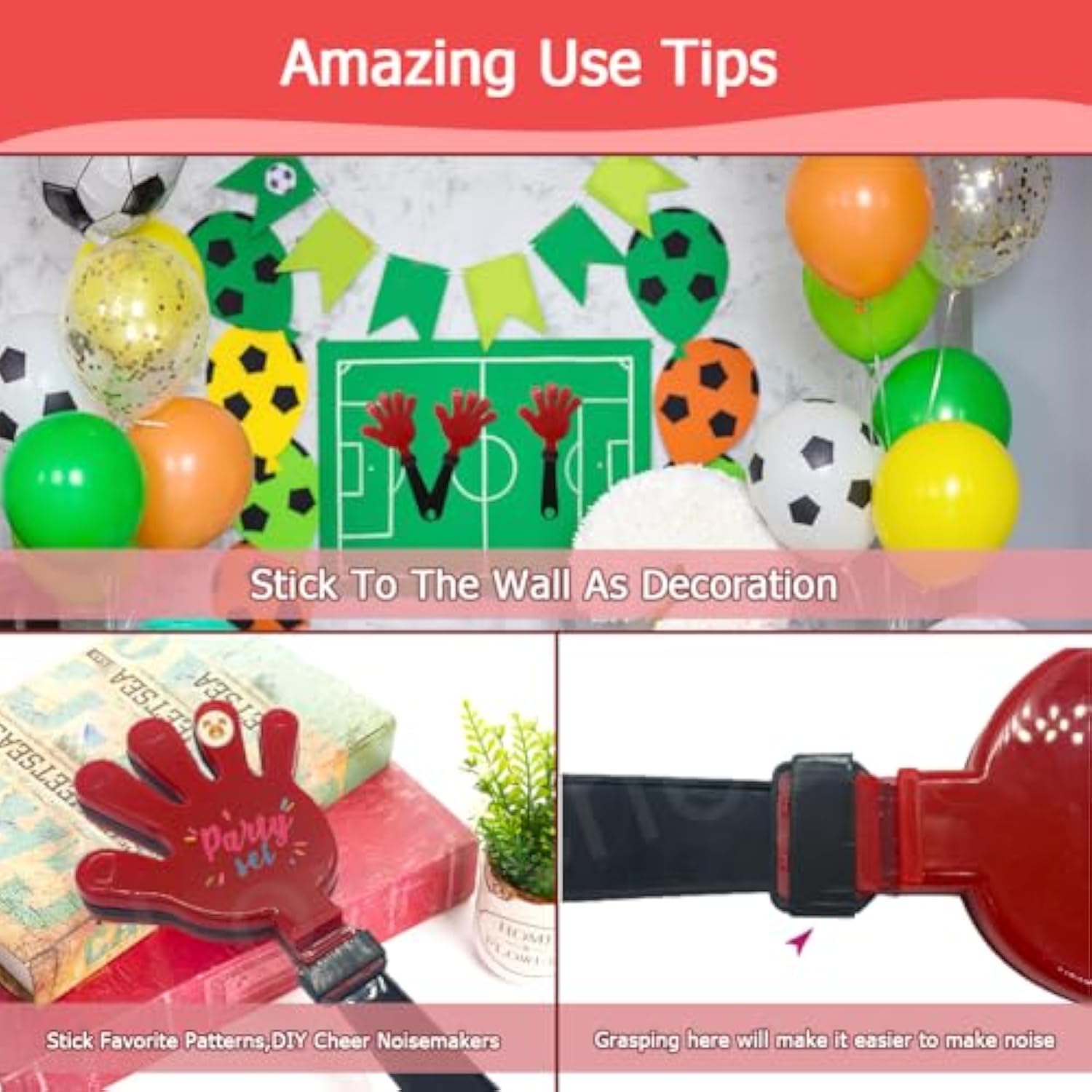 16pcs Hand Clappers 7.5inch Party Noisemakers Sports Birthday Decor