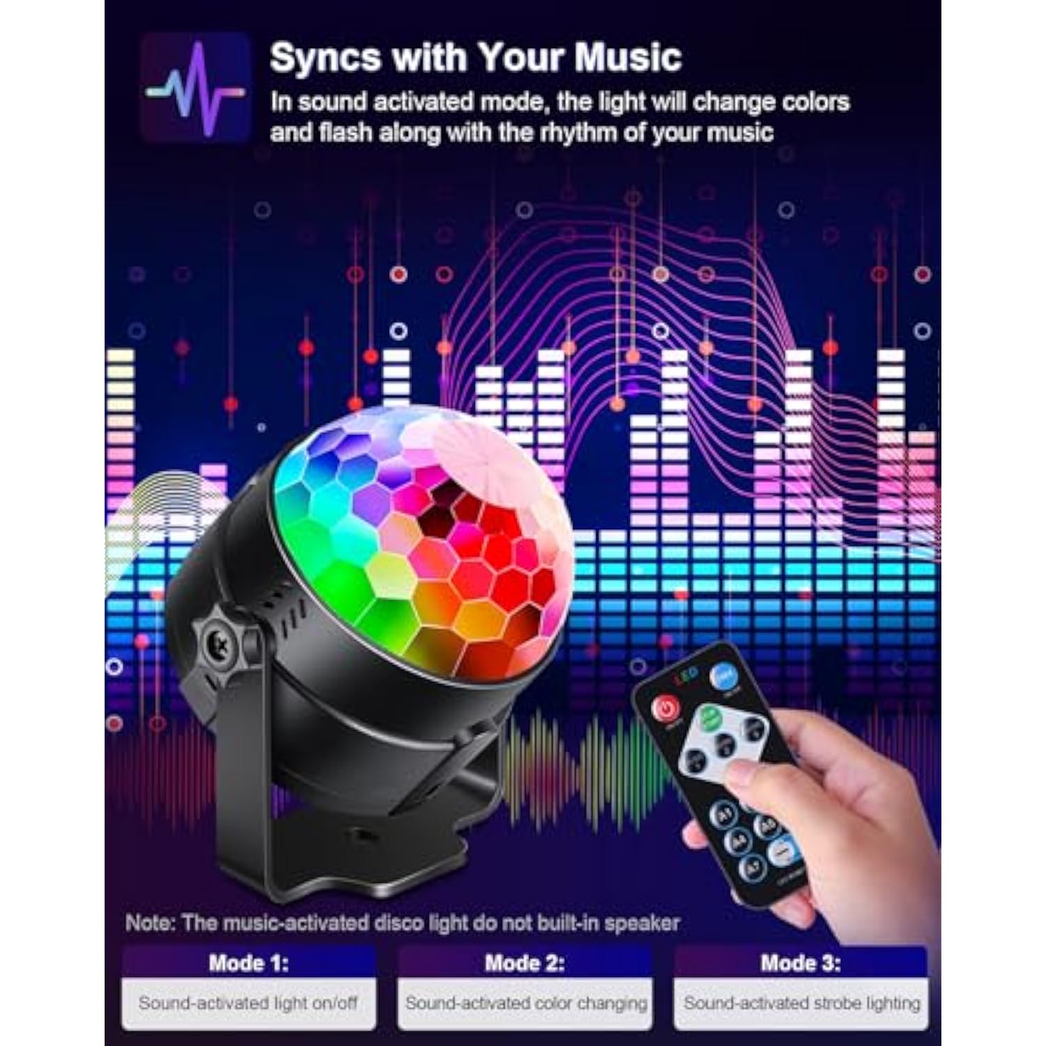 2-Pack Sound Activated Party Lights With Remote Control, Disco Ball Light, Dj Strobe Lamp For Home Room Dance Party Supplies White Elephant Gifts Birthday Christmas Halloween Party Decorations