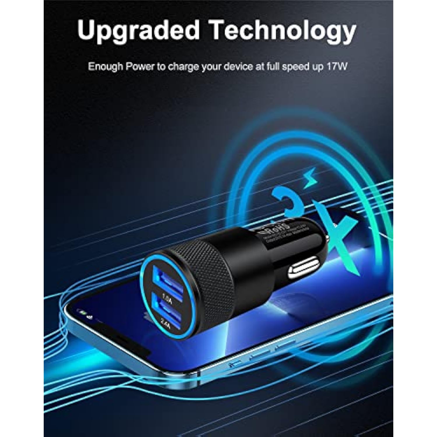 [5Pcs] Car Charger Adapter, Usb Multi Port Cigarette Lighter Fast Charging Power Block Plug For Iphone 16 15 14 13 Pro Max, Samsung Galaxy S24 Ultra S8 Lg Moto, 3.4A Dual Cargador Carro For Car