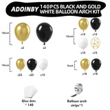 Black And Gold Balloon Arch Kit, 140Pcs Black White Metallic Gold Confetti Latex Balloons 18 12 10 5 Inch Different Size Balloons For Birthday Anniversary Graduation Wedding Party Decorations