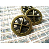 15 Pieces Asterisk Metal Antique Brass Color Metal Shank Buttons. 20Mm