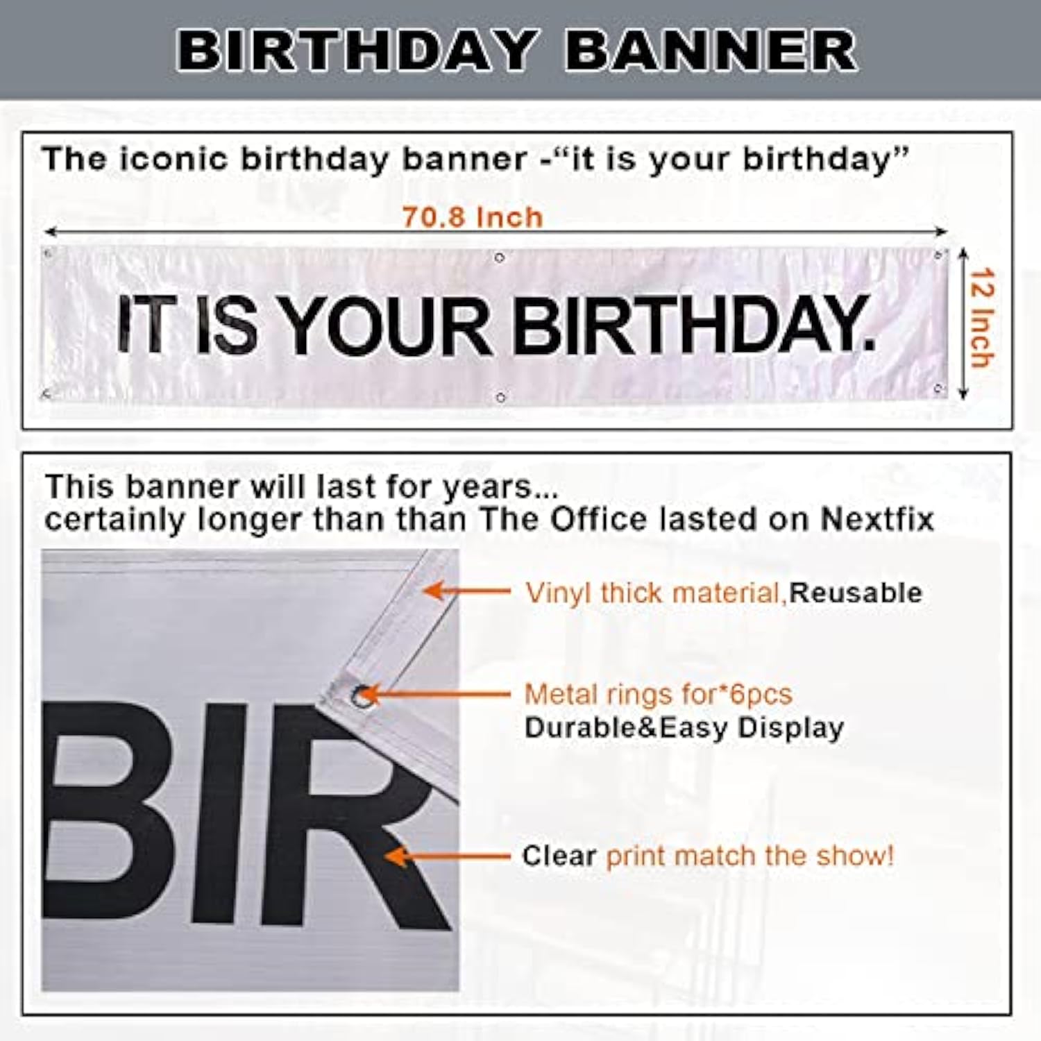 It Is Your Birthday Banner, The Office Theme Infamous Husband Birthday Party Decorations,Grey Brown Black Latex Balloons,White Crepe Streamer Rolls + Tape,The Office Birthday Decorations 49Pcs Kit