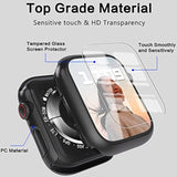 [ 2 Pack ] Case Compatible For Apple Watch Series 8 Series 7 45Mm With Screen Protector, Hard Pc Full Cover Tempered Glass Protector For Apple Watch Series 8 Series 7 Accessories, Black
