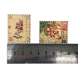 Wooden Buttons,Retro Stamps-Shape Pattern Flower Button Novelty Mixed
