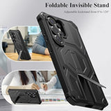 Samsung Galaxy S26 Ultra 3-in-1 Military Grade Shockproof Protective Case with Screen Protector and Invisible Kickstand, 6.9 inch Black