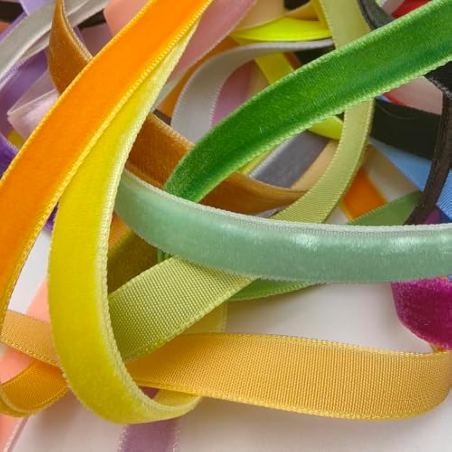 30 Yards 3/8" Velvet Ribbon Total 30 Colors Assorted Lots Bulk (Multic