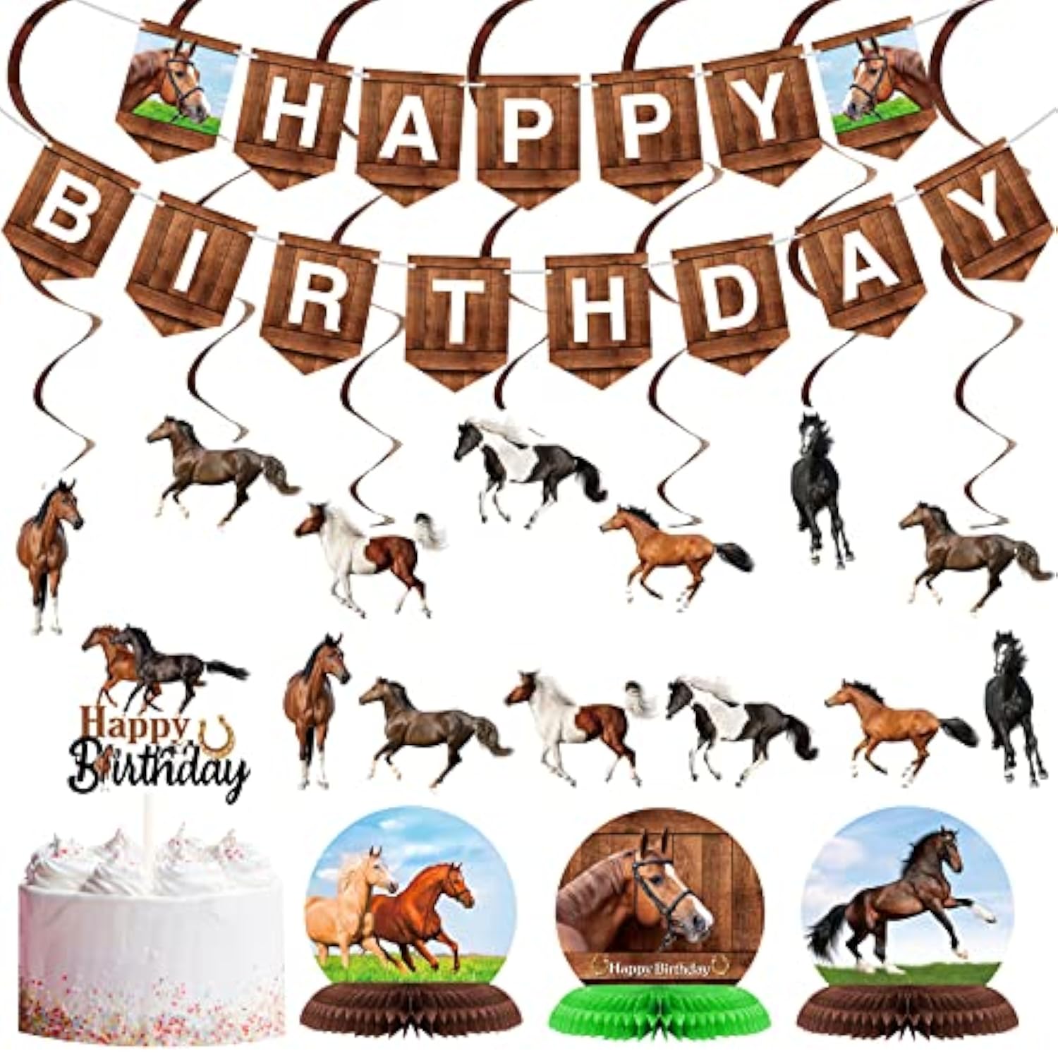 29 Pieces Horse Party Decorations Horse Birthday Banners Horse Hanging