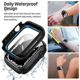 2 In 1 Waterproof Case For Apple Watch Screen Protector 44Mm Se 2Nd Gen Series 6 5 4, 360 Protective Glass Face Cover Hard Pc Bumper + Back Frame For Iwatch Accessories 44 Mm
