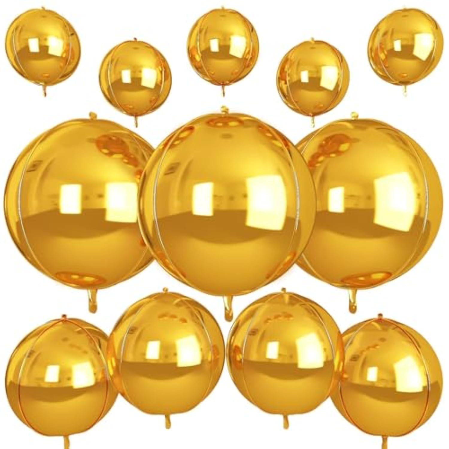 12pcs Gold Round Foil Balloons 4D Metallic Party Decorations for Events