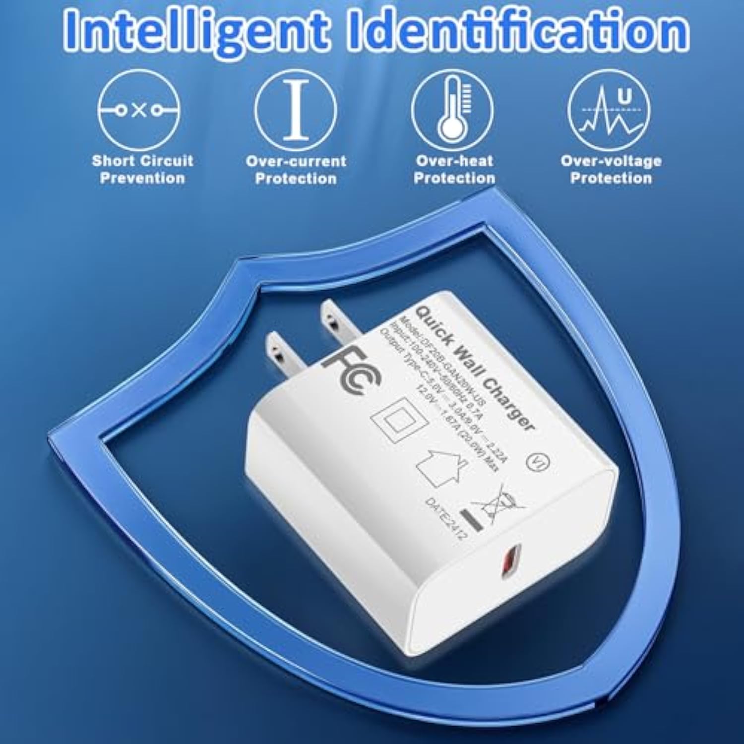 20W Usb C Charger Block Ul Certified Plug Pd 3.0 Fast Charging Wall Charger Usbc Power Adapter Type C Brick Cube For Iphone 16/16Pro/16Pro Max/16Plus/15/14/13/12/11, Ipad, Samsung, Google