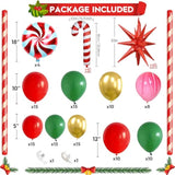124pc Red Green Gold Christmas Balloon Arch Kit with Santa & Star Foils