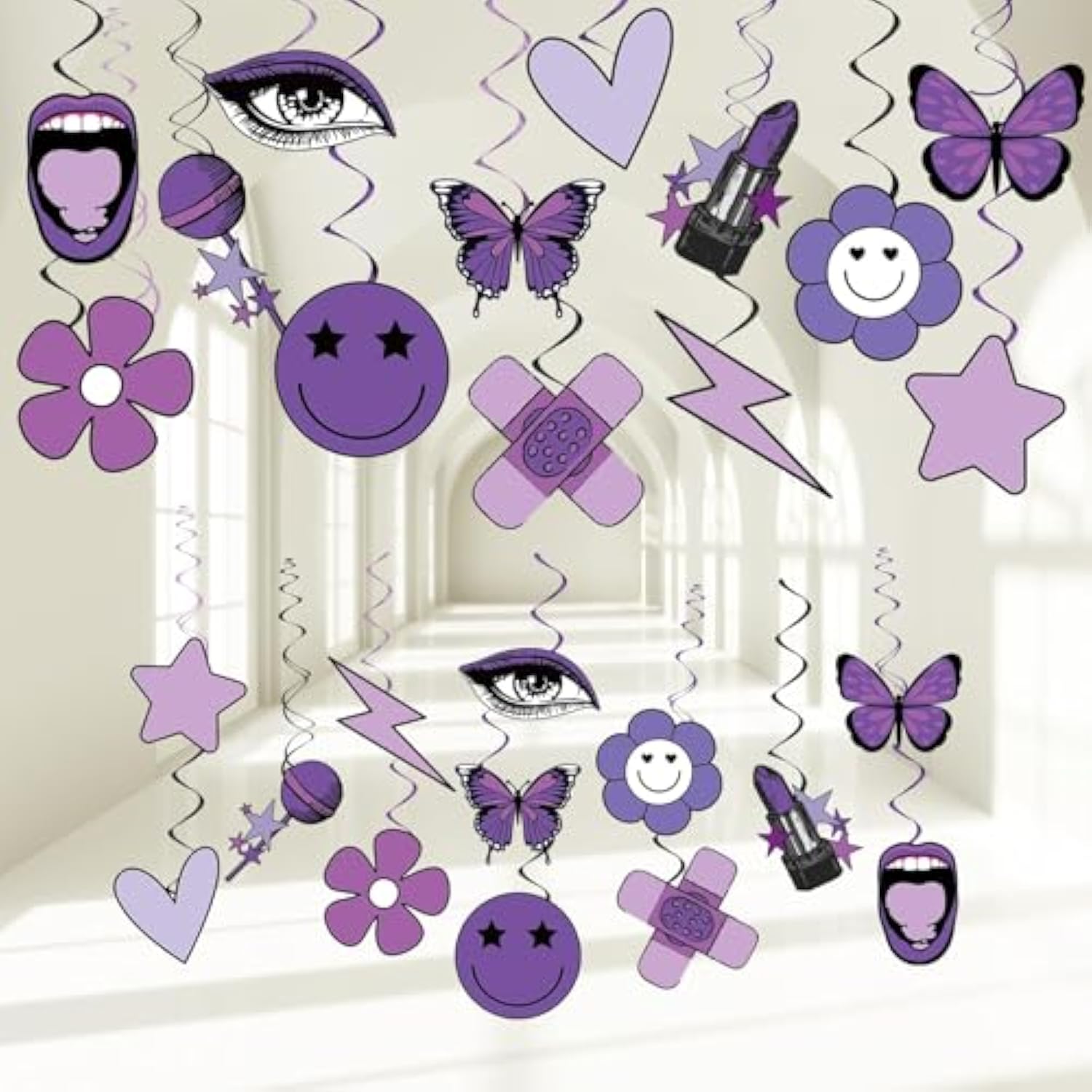 Music Hanging Swirl For Singer Birthday Party Decorations Pop Theme Swirl Ceiling Girl Singer Theme Party Ceiling Hanging For Music Birthday Baby Shower Fans Celebration Supplies