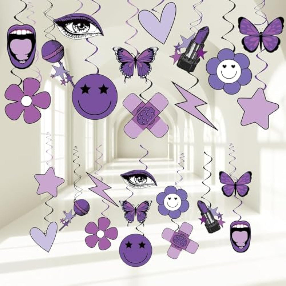 Music Hanging Swirl For Singer Birthday Party Decorations Pop Theme Swirl Ceiling Girl Singer Theme Party Ceiling Hanging For Music Birthday Baby Shower Fans Celebration Supplies