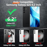 For Samsung Galaxy S25 Case, [ Grade Drop Protection] Heavy Duty Full Body Shockproof Protection Non-Slip Phone Case For S25 Case 6.2 Inch,Black