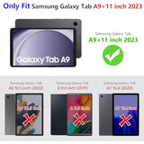 For Samsung Galaxy Tab A9+ / A9 Plus 11'' 2023 (Smx210/X216/X218), Shockproof Hard Duty Case With Screen Protector+360 Rotating Hand Strap&Stand+Shoulder Strap For Tab A9+ Tablet, Black