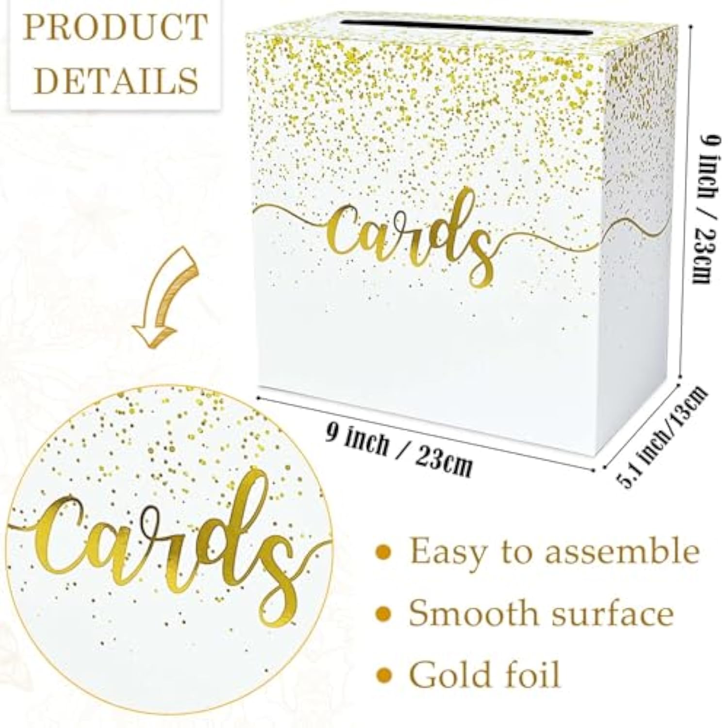 Gold Card Box For Party Gift Card Box Holder Envelope Box For Wedding Birthday Baby Shower Retirement Gold Foil Card Box