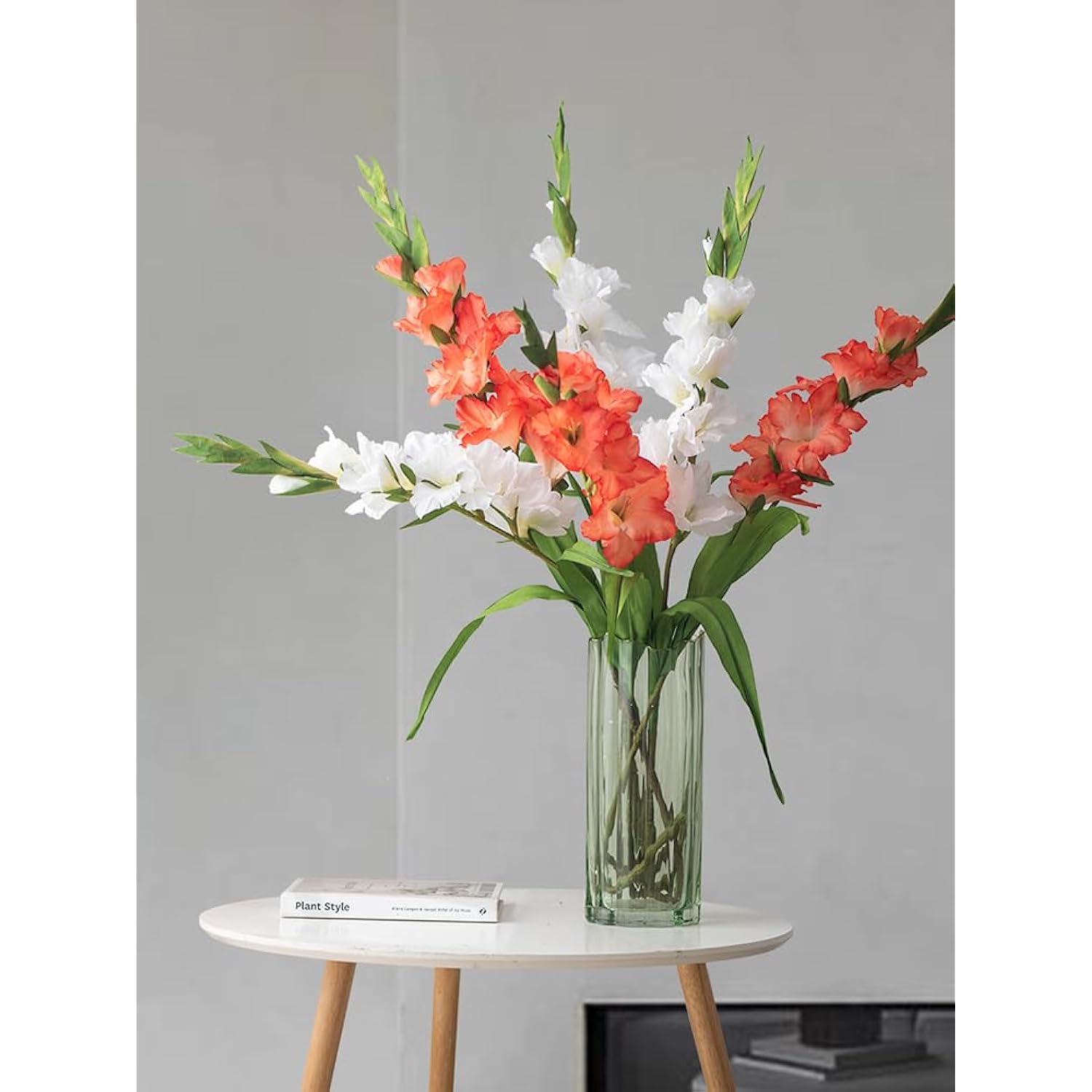 Long Stem Artificial Gladiolus Flower, Set Of 2, Home/Wedding/Office Decor (Orange)