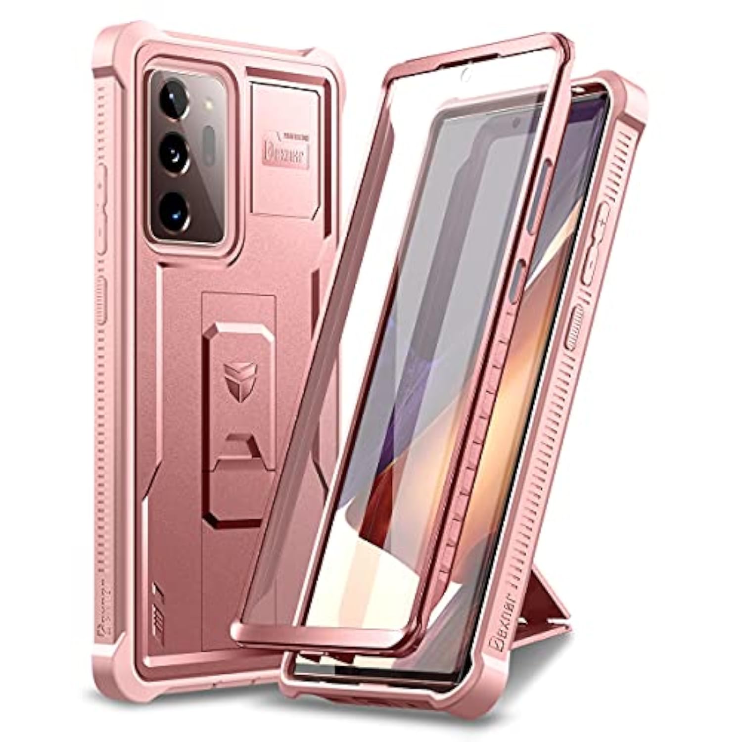 For Samsung Galaxy Note 20 Ultra 5G Case, [Built In Screen Protector And Kickstand] Heavy Duty Grade Protection Shockproof Protective Cover For Galaxy Note 20 Ultra (Rose Gold)