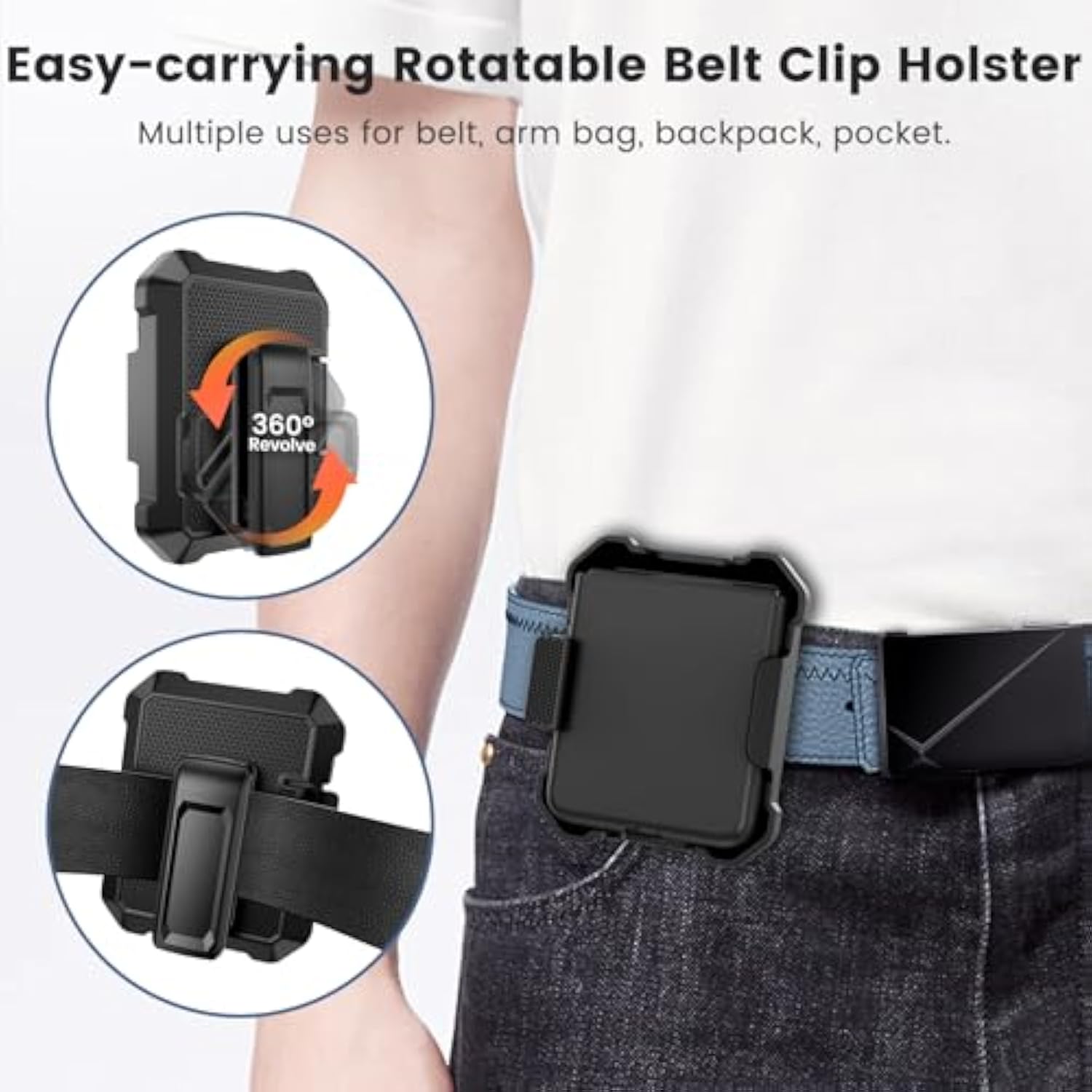 Motorola Razr 2024 Case with Clip, Screen Protector & Belt Holster Combo Black