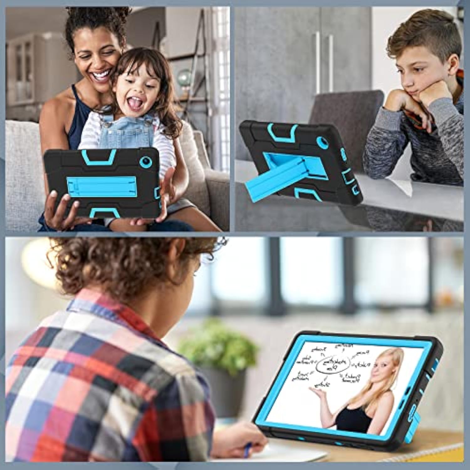 Case For Tcl Tab 8 Le 9137W / Tab 8 Wifi 9132X,Heavy Duty Rugged Shockproof Case With Hand Strap Shoulder Strap Kickstand Case For Tcl Tab 8 Le 9137W / Tab 8 Wifi 9132X Black+Blue