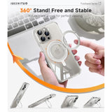 3 In 1 For 16 Pro Max Case, [Non-Yellowing] 360° Rotatable Magnetic Ring Stand With [Rotary Damping Sound] [1X Screen Protector + 1X Camera Lens Protector] Phone Cover 6.9", Clear