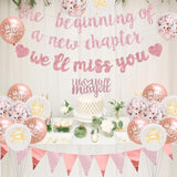 Farewell Party Decorations The Beginning Of A New Chapter Going Away We Will Miss You Theme Balloons Banner, Rose Gold Retirement Graduation Party Supplies For Women Girls