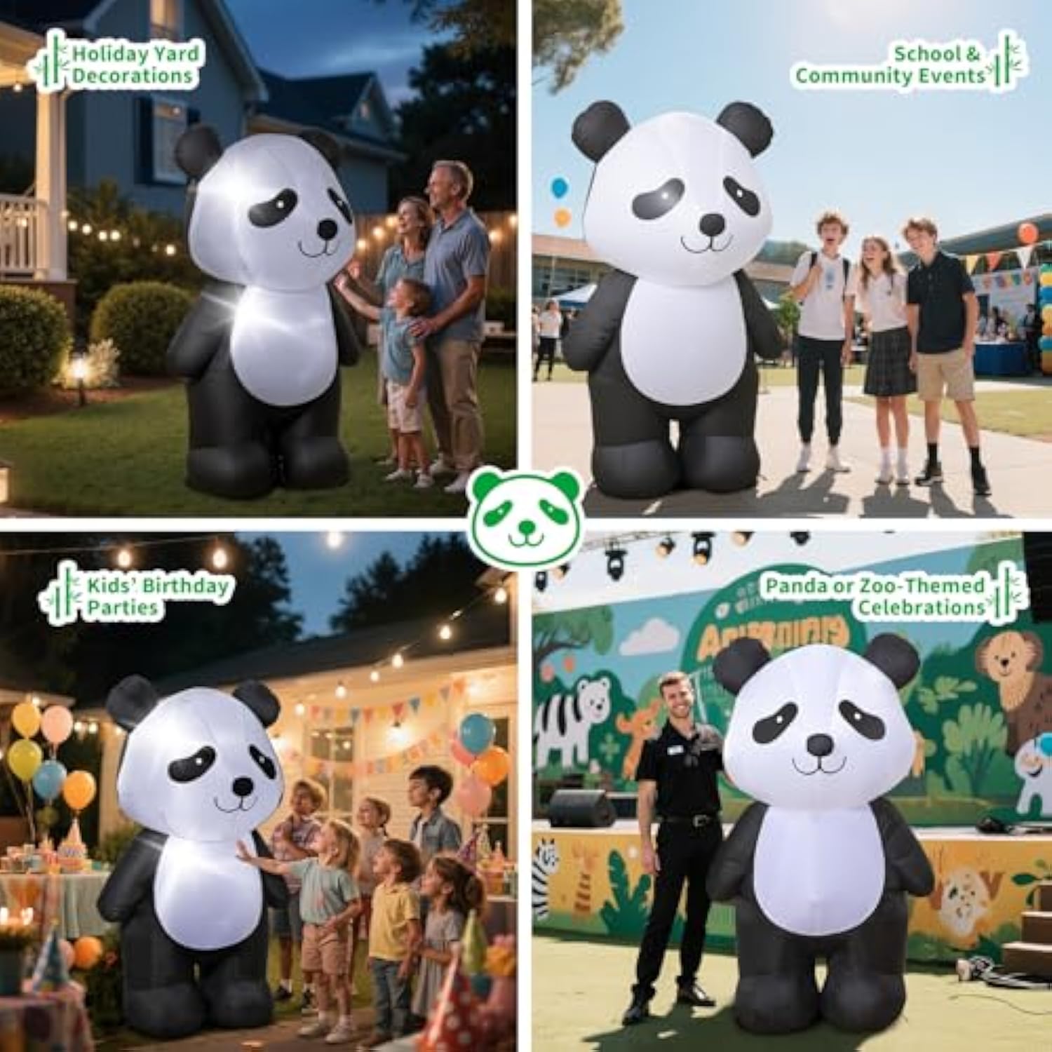 6 Feet Tall Inflatable Panda Decorations – Blow Up Outdoor Lawn Decor With Led Light, Cute Standing Panda Inflatable For