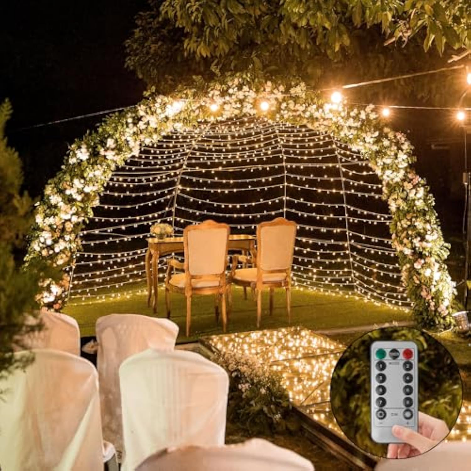 2Pc Battery Operated Christmas Lights, 33Ft 100 Led Warm White String Lights With Auto Timer & 8 Modes & Remote Control,