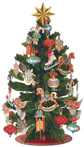 Pop Up Christmas Cards, Christmas Tree, 15 Inch Life Sized 3D Popup Greeting Card, Holiday Card, Thank You Gifts, Blank Notecard & Envelope