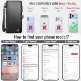 Premium Wallet Case for iPhone 17 Pro Max with RFID Card Holder, Black
