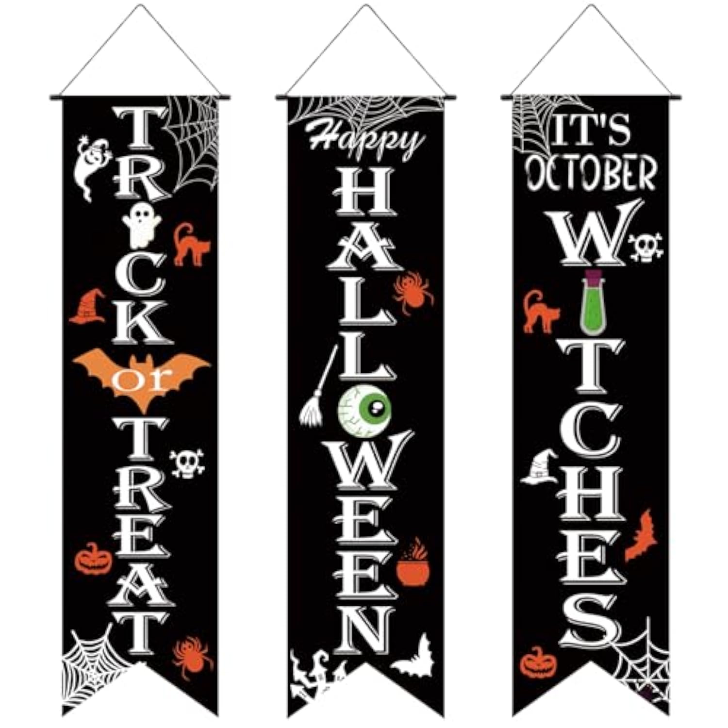 Halloween Banner Set: Trick or Treat, Witches Porch Decor