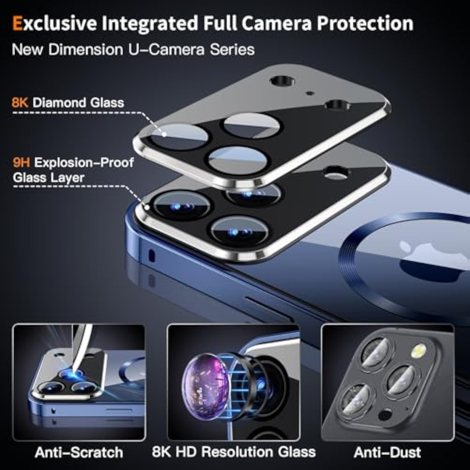 [Full Camera Protection& Mechanical Lock]Magnetic Privacy Case For Iphone 17 Pro Max[Compatible With Magsafe] [Cd Metal Ring]Full Body Shockproof Metal Bumper, 9H Anti Peeping Glass Cover-Blue