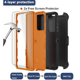 For Samsung Galaxy A32 5G Case With Belt Clip Holster, 2X Screen Protector, Heavy Duty Military Grade Full Body Shockproof Dust-Proof Rugged Protective Cover For Samsung A32 5G Orange