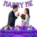 Purple Tablecloth Rectangle Table Cloth 2 Set - Plastic Disposable Party Table Covers For Birthdays/Valentines/Bridal Shower/Bachelorette/Anniversary/Engagement Party - 108" X 54"