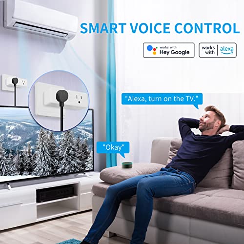 Dual Smart Plug, 15A Wifi Outlet Extender, Smartlife App Control, Schedule Timer Function, 2-In-1 Compatible With Alexa, Google Home Assistant, No Hub Required, Etl&Fcc, 2.4G Wifi Only, 2-Pack