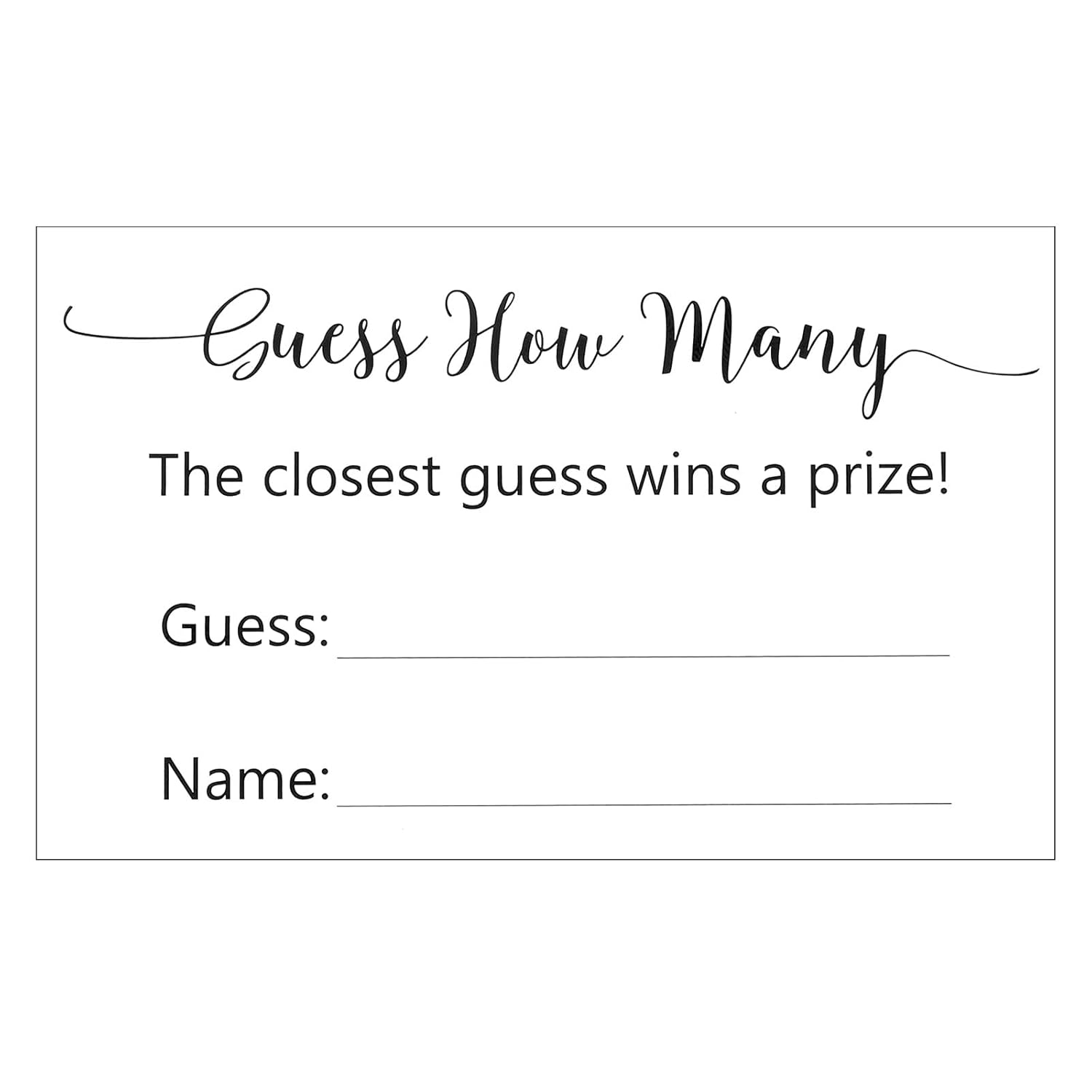 50Pcs Guess How Many Game Cards, Minimalist Guess How Many Baby Shower Game, Birthday Party Activities, Bridal Shower Wedding Cards(3.5" X 2.1")