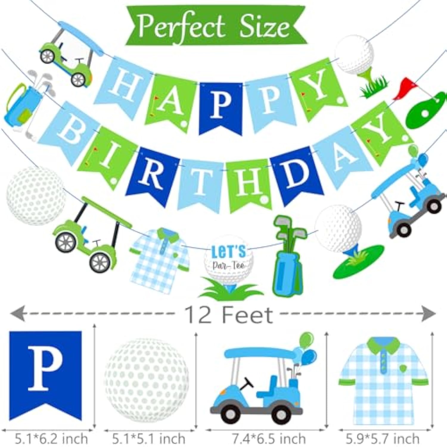 Golf Birthday Party Decorations 3Pcs Golf Happy Birthday Banners Let‘S Par-Tee Banner Decorations Golf Themed Birthday Party Supplies For Golf Sports Baby Shower Supplies