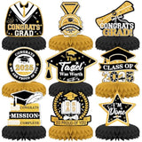 9 Pcs Graduation Party Decorations, Graduation Honeycomb Centerpieces For Tables Centerpieces 3D Graduation Theme Party Decor Supplies