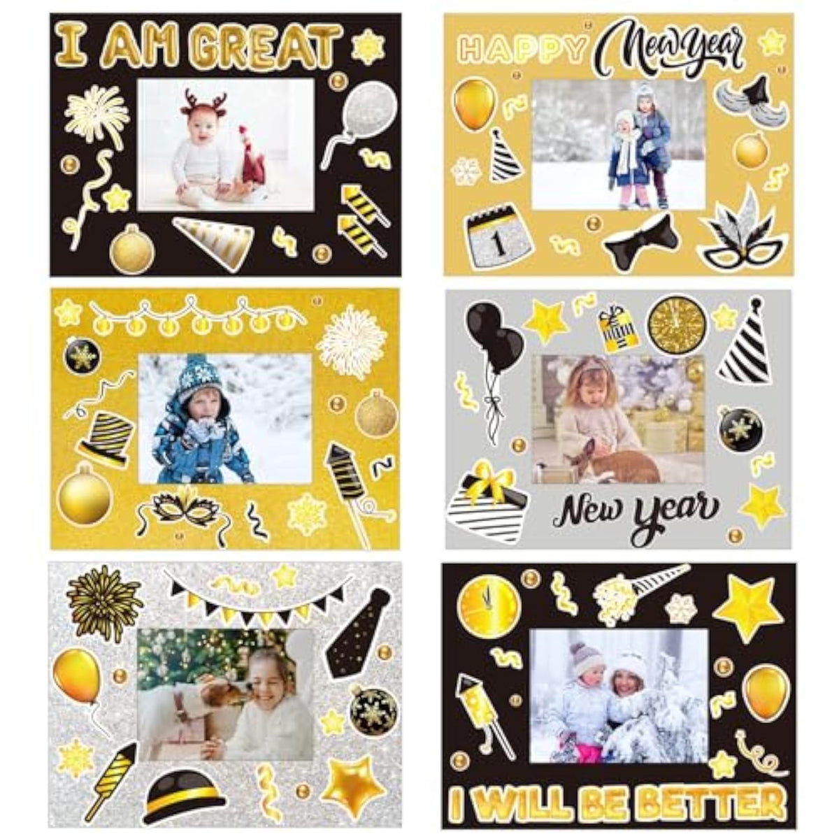 30 Packs Happy New Year Craft Kits For Kids, 2026 New Year Picture Frame Diy Craft Art New Year Party Favor Decor Home Classroom Game Activities