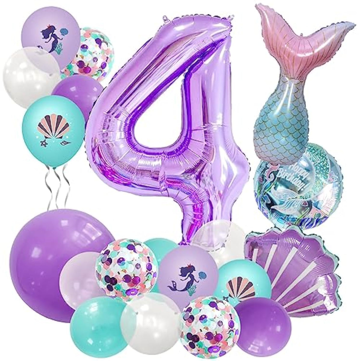 40in Purple Number 4 Balloon for 4th Birthday Party & Baby Shower Decor